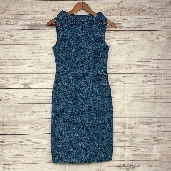 Lily Pulitzer Blue Logo Dress High Neck w Pockets Size 0 - Picture 1 of 9